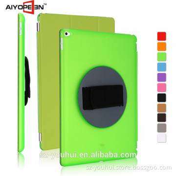 Wholesale Magic Hand Strap Holder 360 Degree Rotating Cover Leather Case with Auto Wake Up for ipad pro Transparent colors